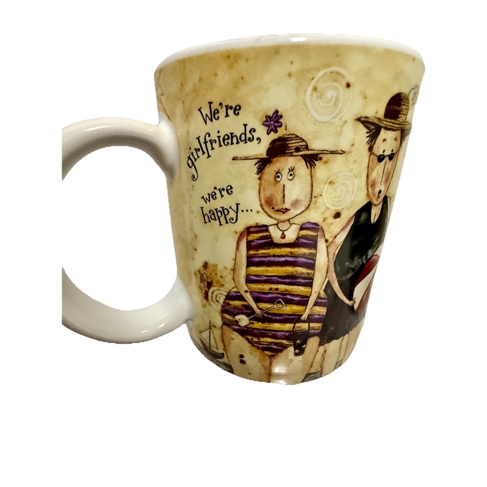 Lang and Wise‎ Girlfriends We're Happy Beach theme Vtg. Collector mug 2003